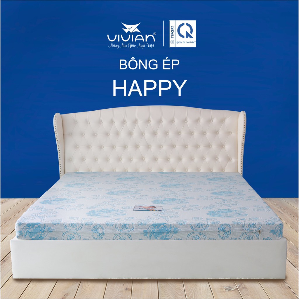 Nệm bông ép Happy Vivian - Không Chần vải Đan Mạch