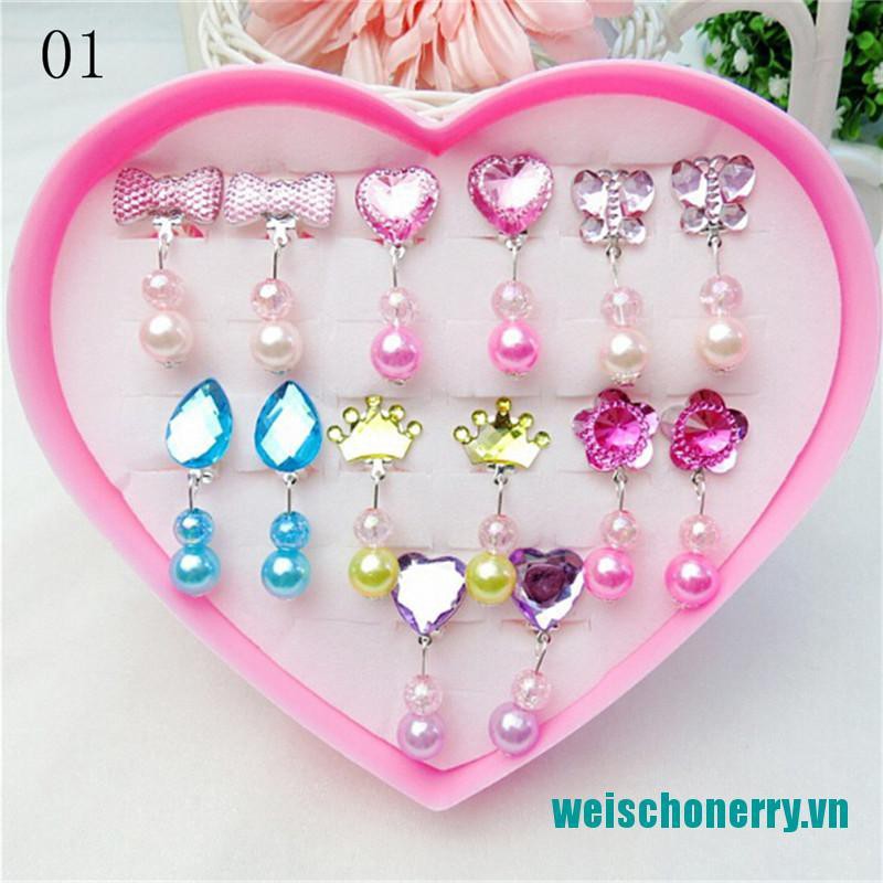 Weischoenrry◑Set 7 Đôi Khuyên Tai Acrylic Sáng Tạo Cho Bé