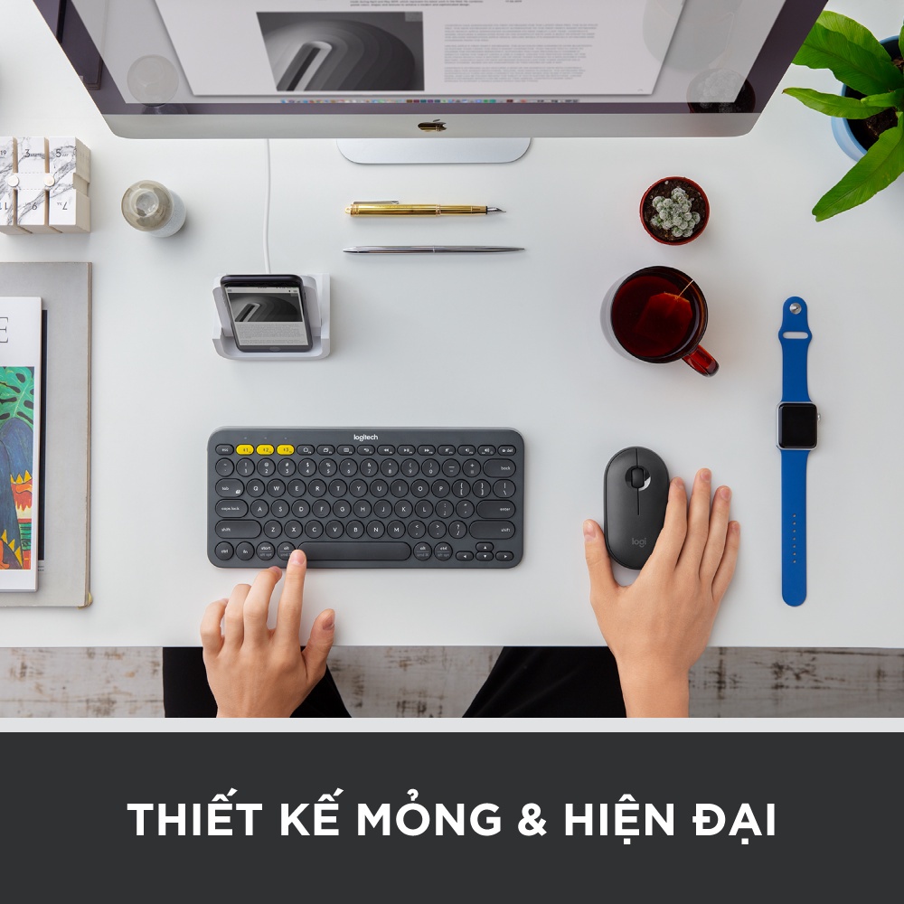 Chuột không dây Logitech Pebble M350 - Bluetooth/ USB, nhỏ gọn, giảm ồn, MacOS / PC - Hàng Chính Hãng