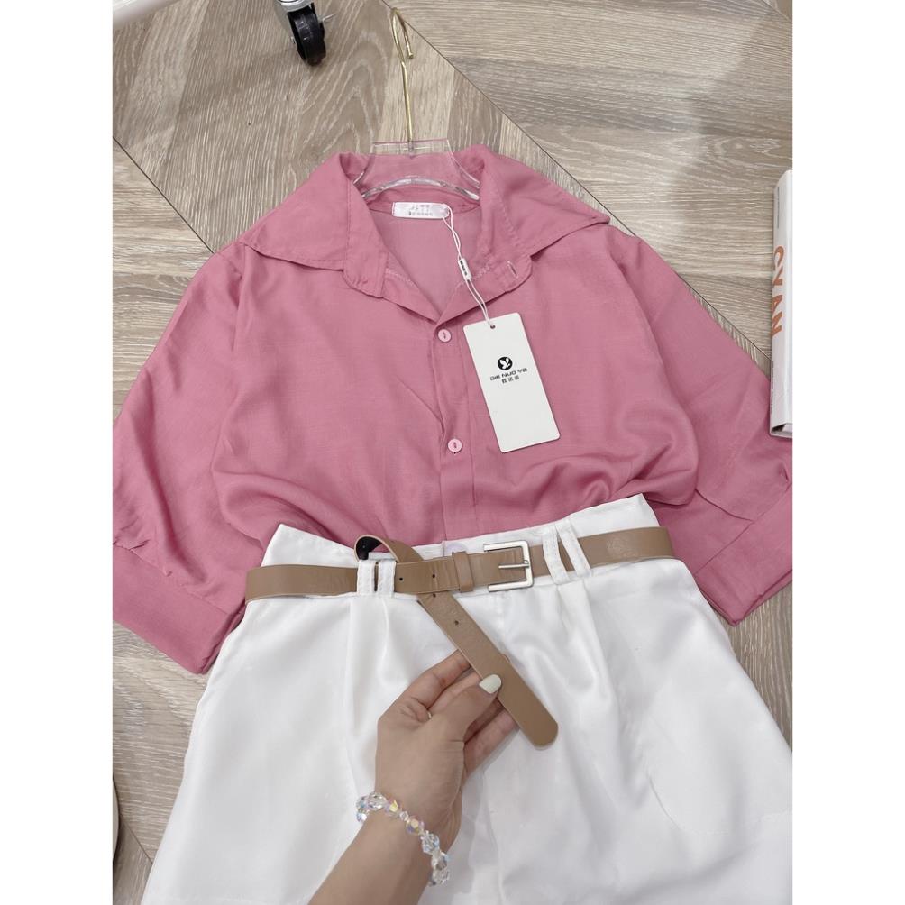 [ 𝐅𝐑𝐄𝐄 𝐒𝐇𝐈𝐏 ]   SÉT ÁO SƠ MI HỒNG MIX QUẦN SHORT ĐÙI