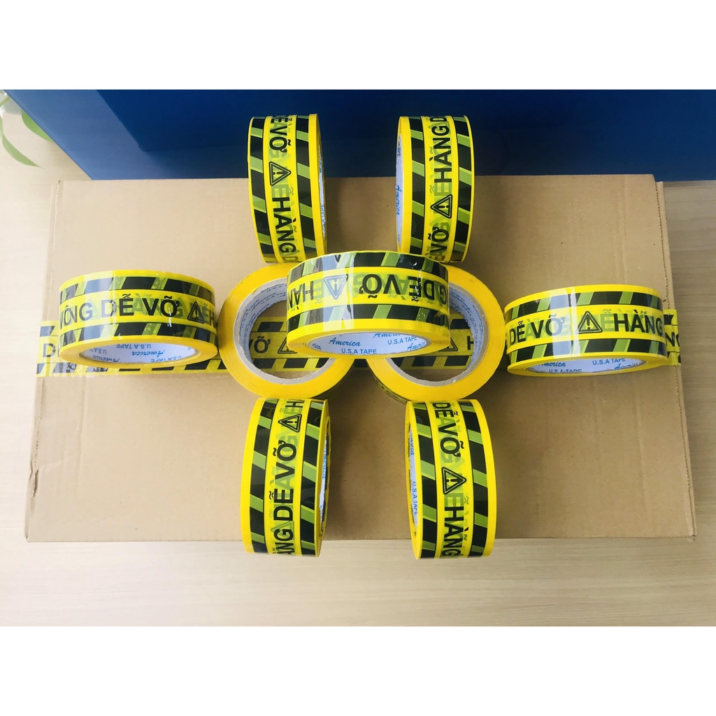 [Rẻ vô địch] BĂNG KEO HÀNG DỄ VỠ LOẠI 1 MÀU VÀNG 100YARD { 1 CUỘN }