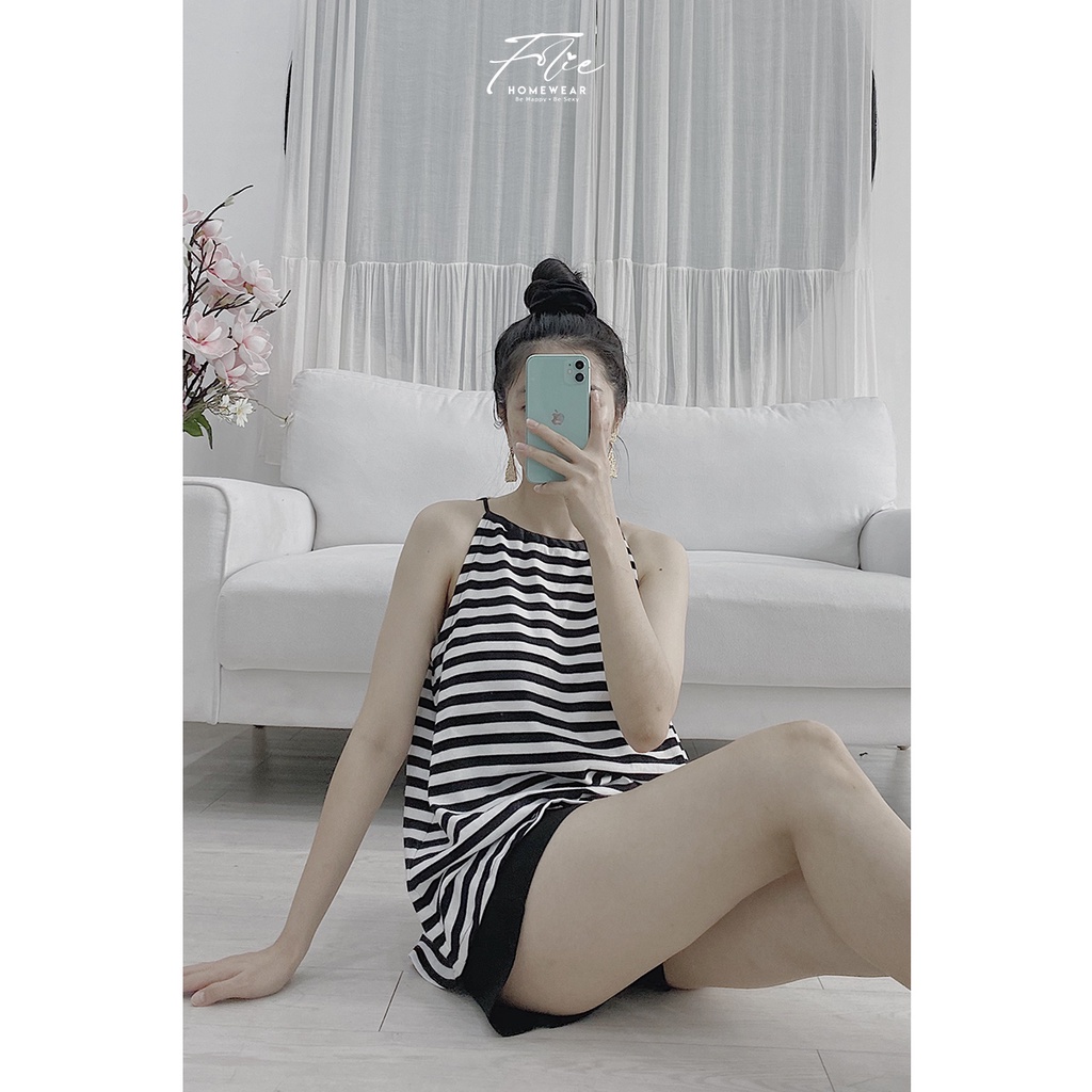 [Chính hãng]FolieHomewear Đồ bộ mặc nhà áo yếm quần short chất liệu thun cotton FB105.2 | BigBuy360 - bigbuy360.vn