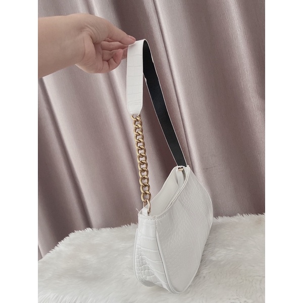 Túi da trơn Kẹp nách phối dây xích