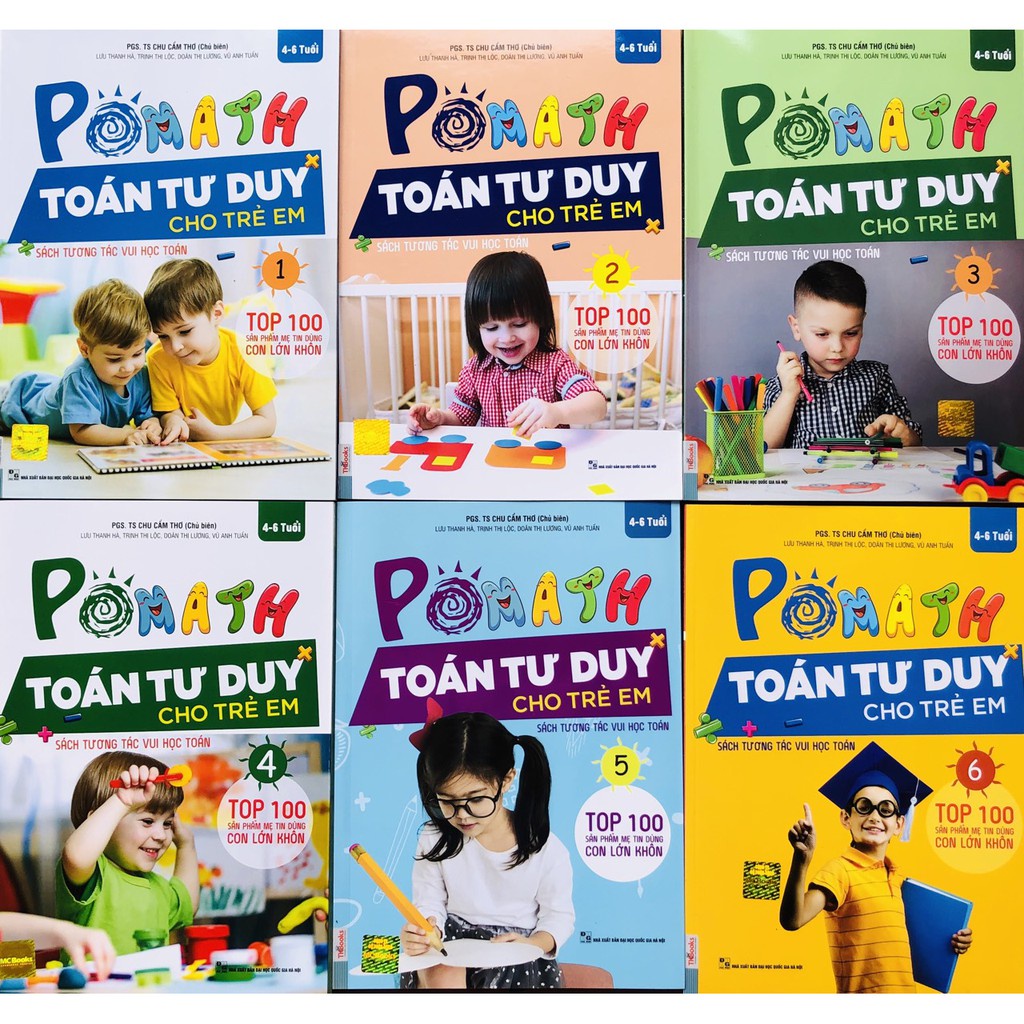 Sách Trọn Bộ 6 Cuốn PoMath Toán Tư Duy Cho Trẻ Em 4 - 6 Tuổi 6 Quyển MCTK8938