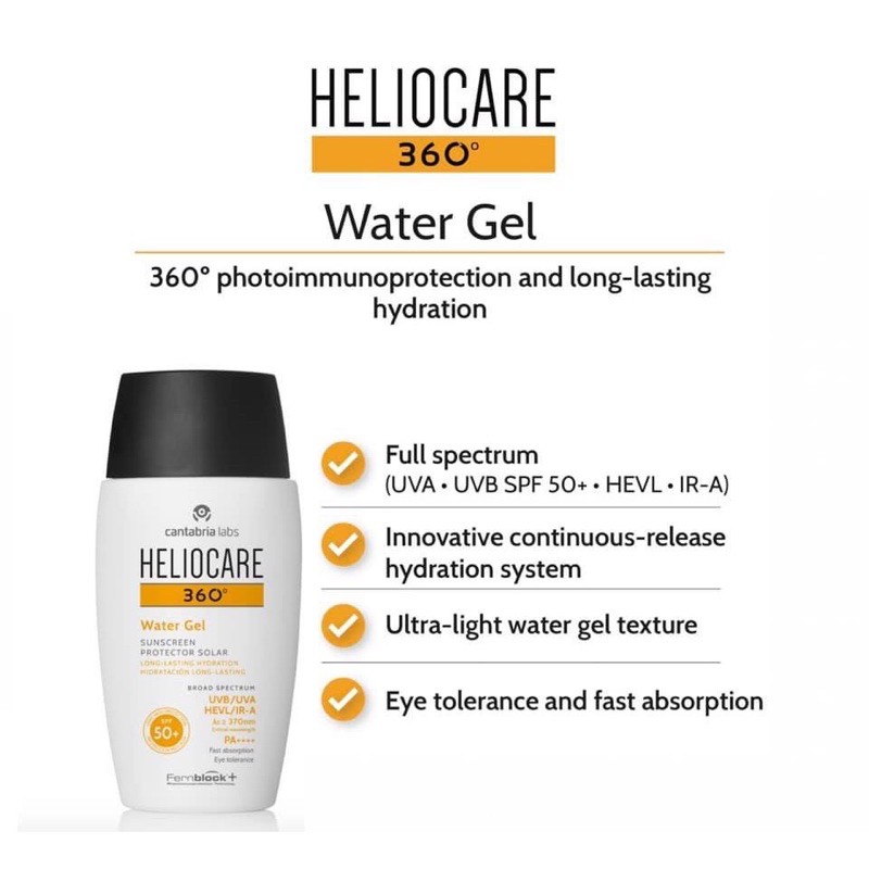 Kem chống nắng Heliocare Water gel/Tolerance Fluid/Pigment Solution Fluid 50ml