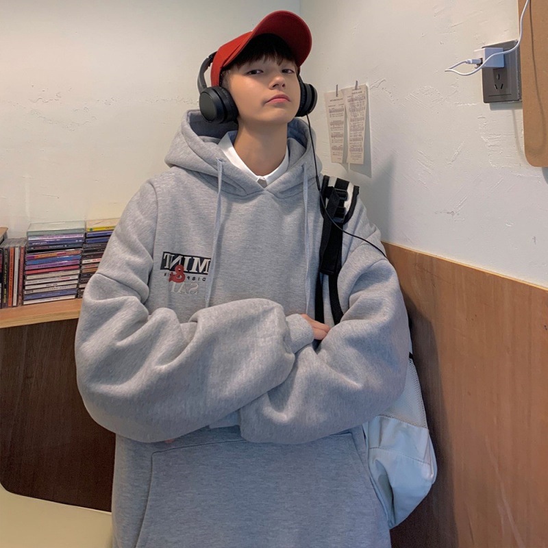 Áo hoodie AOKANG lót nhung dày dáng rộng phong cách hip hop năng động thời trang dành cho nam