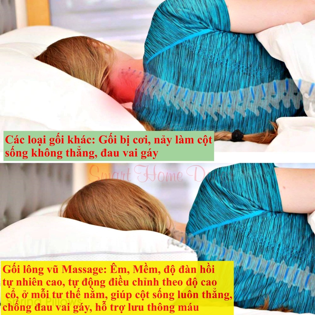 Ruột gối nằm lông vũ nhân tạo Microfiber, gối massage siêu mềm, chuẩn khách sạn 5 sao, giá dùng thử hấp dẫn