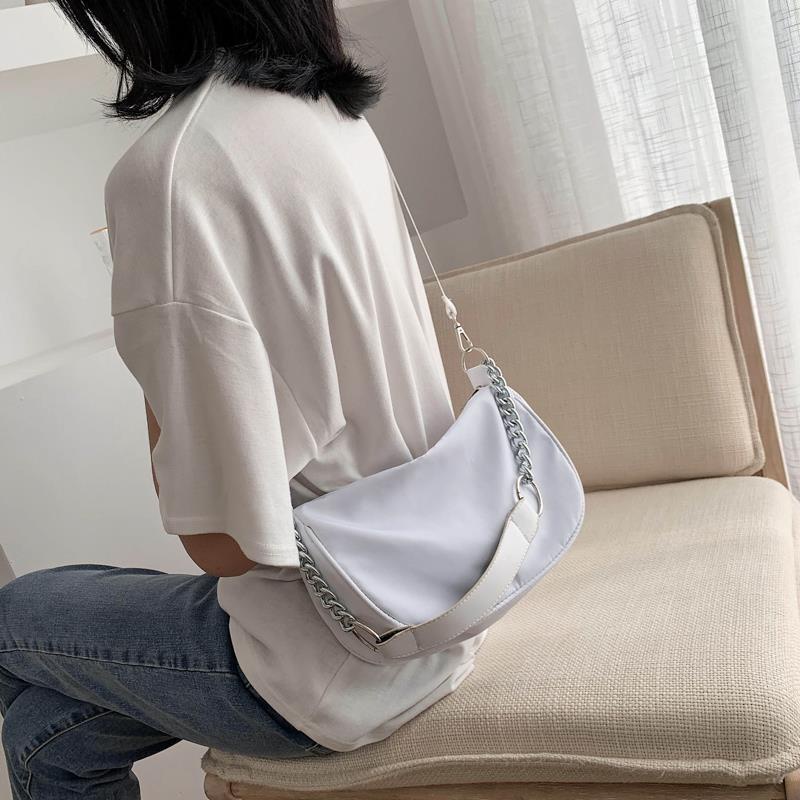 Jiashucheng Túi Xách Đeo Dưới Cánh Tay Dây Xích Màu Đen Dễ Phối Đồ Phong Cách Retro Tối Giản Cho