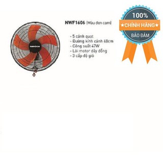 Quạt treo tường nanoco nwf1606 2 dây