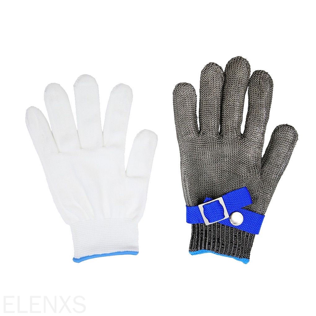 Găng tay dây lưới kim loại + găng tay cotton bảo vệ tay an toàn