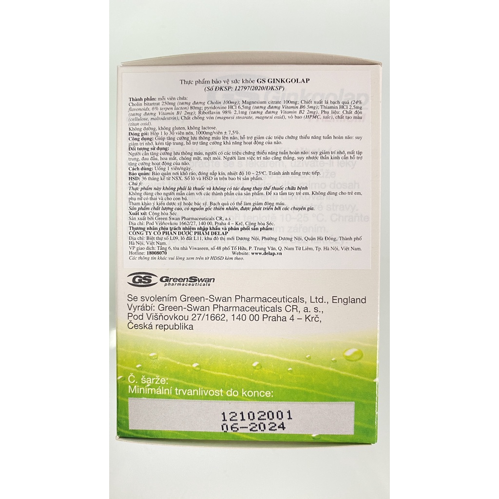 GS Ginkgolap Premium.Hỗ Trợ Trí Não,Tăng Cường Lưu Thông Máu Não,Giảm Căng Thẳng.Mệt Mỏi