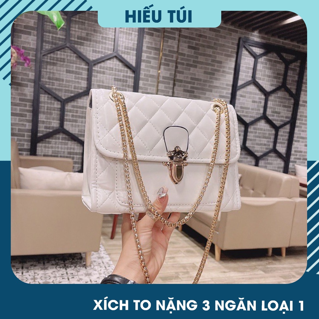 Túi đeo chéo nữ dây xích đi chơi đẹp da mềm thêu ô thời trang hàn quốc giá rẻ HT30