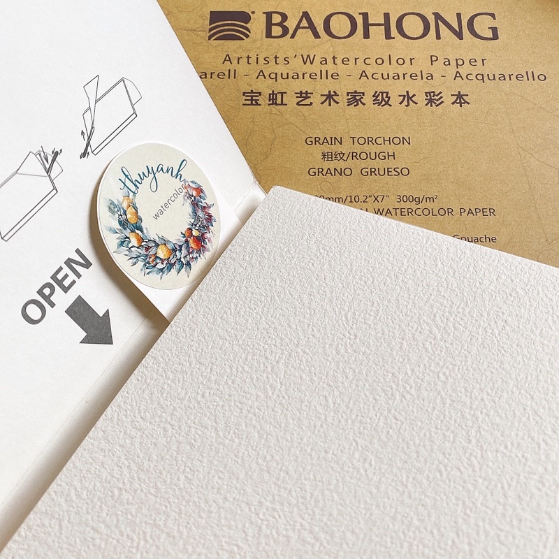 BAOHONG ARTIST - 10 tờ giấy vẽ màu nước Baohong hạng hoạ sỹ