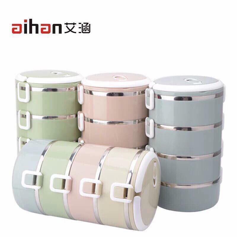 Cặp lồng cơm 4 ngăn ruột inox, hộp đựng cơm 4 tầng