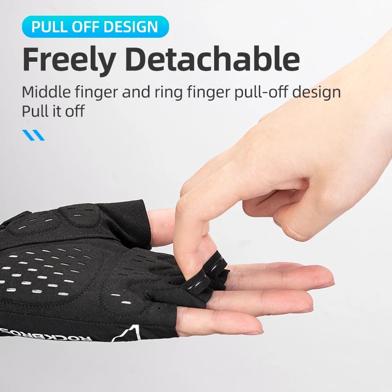 Găng tay ROCKBROS đạp xe hở ngón bằng silicone dày dặn thoáng khí thấm hút mồ hôi