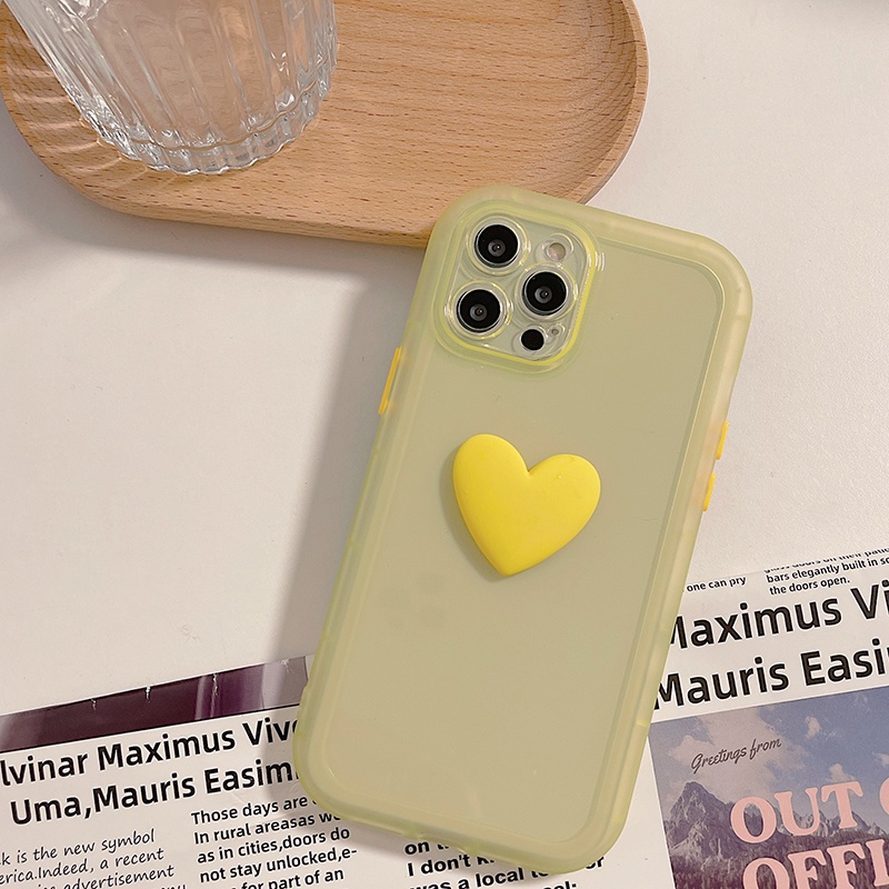 Ốp Điện Thoại Silicon Mềm Nhám Trong Suốt Chống Sốc Hình Trái Tim 3D Cho Iphone 13 12 Pro Max 11 X S XR