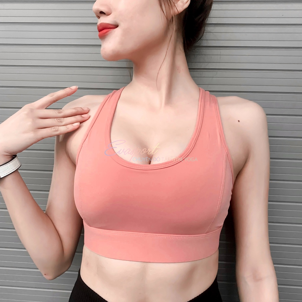 Áo Bra Tập Gym, Yoga, Aerobic Nữ Bạ Lưới Lưng Kèm Mút Độn Ôm Dáng Tôn Vòng 1 Evasport