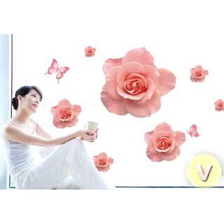 Decal dán tường Hoa hồng 3D