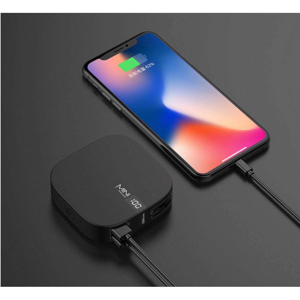 Sạc Dự Phòng mini Q3 Sạc Nhanh Siêu 10000mAh-đèn Led Chữ Số 3-cổng đầu vào Android/Type-C,2/Cổng Đầu Ra USB