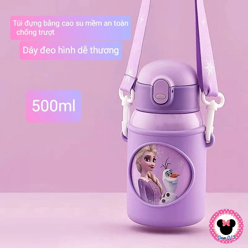 Bình Giữ Nhiệt Hãng DISNEY Xinh Xắn Cho Bé. Có ống hút, đầu rót , túi đựng và dây đeo rất đẹp