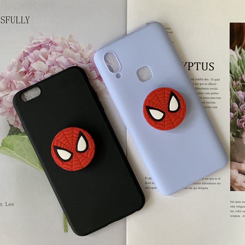 Samsung Note 9,Note 8,S7,S7 Edge,S6,S6 Edge,A7 2018,A9 2018,A6+,J8 2018 Superhero Movie Spiderman Soft Case +Stand