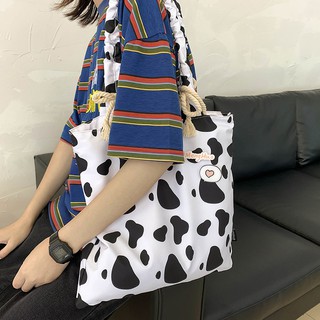 Túi Vải Canvas In Họa Tiết Bò Sữa Dễ Thương Phong Cách Hàn Quốc 2022 Cho Nữ