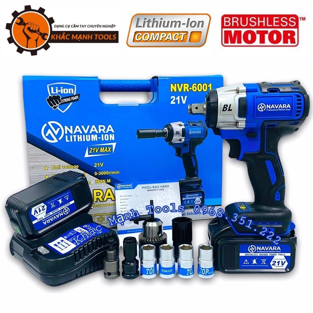 Máy Siết Bulong NAVARA NVR-6001 Tặng Bộ Phụ Kiện, Bảo Hành Chính Hãng 12 Tháng