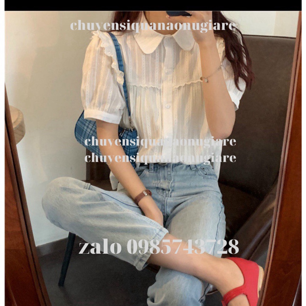 [Mã 44FASHIONSALE265 giảm 10K đơn 50K] áo sơ mi cổ sen viền bèo vai NH00099 chuyensiquanaonugiare | BigBuy360 - bigbuy360.vn