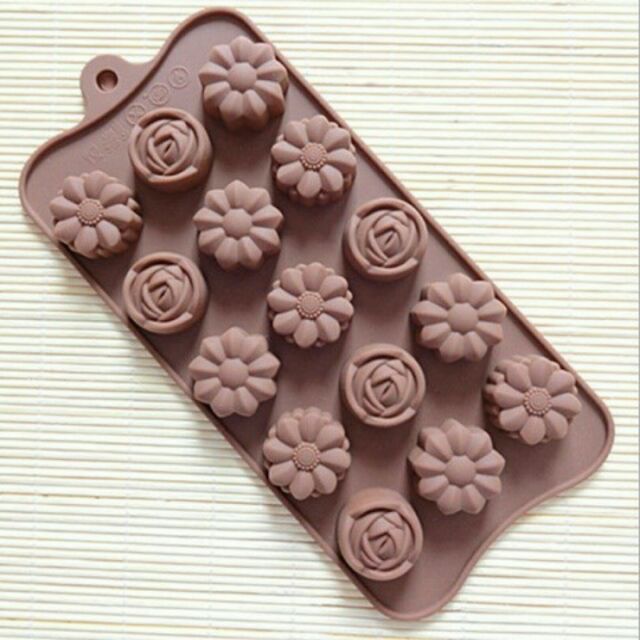 Khuôn hoa hồng cúc đào 15 viên silicon bông - kẹo dẻo sô cô la socola chocolate mould mold