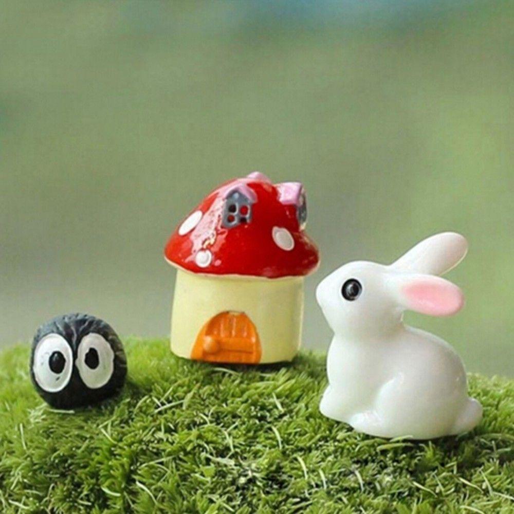 Set 2 Tượng Thỏ Trắng Trang Trí Chậu Cây Bonsai