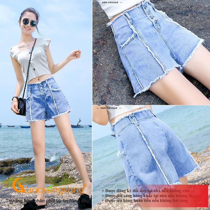 Quần short nữ xanh nhạt quần đùi jean nữ xanh da trời GLQ120