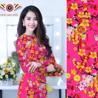 (KÈM HÌNH THẬT)Áo Dài Tết Xuân In 3D Vải Lụa Nhật