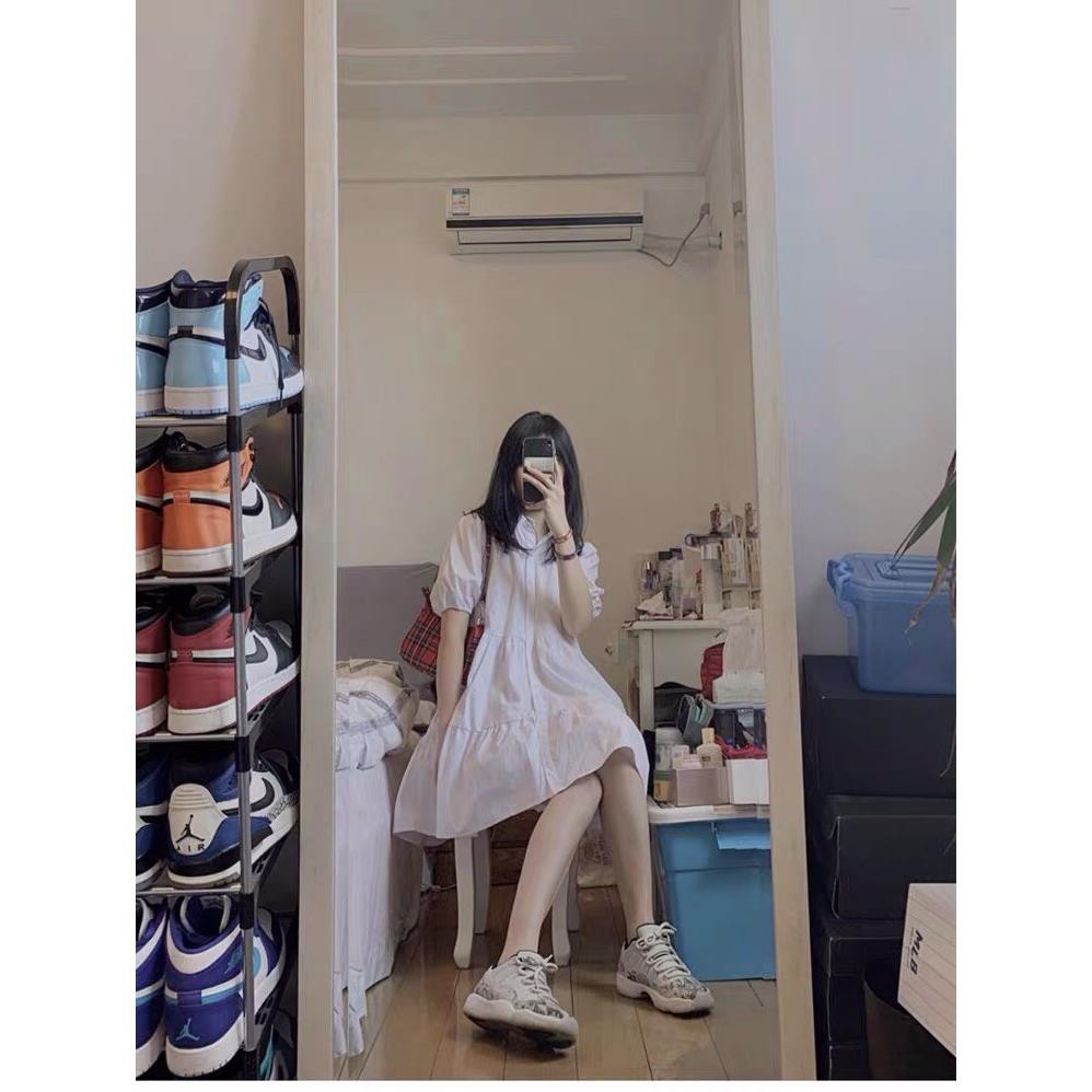 Đầm Babydoll Váy Trắng sơ mi  ulzzang công chúa đi biển dài xếp ly suông đẹp nữ dài qua gối thiết kế đuôi cá Kozoda ་