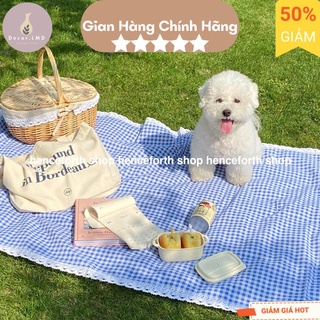 Khăn trải bàn dã ngoại picnic caro vintage có viền ren trắng, Phông Nền Chụp Ảnh Trang Trí Bàn Học