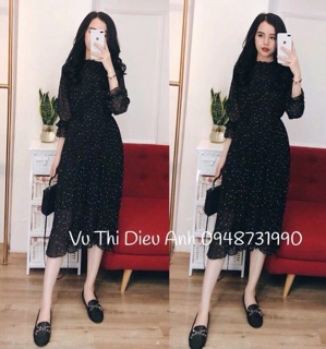 Đầm bi suông dập ly quảng châu ( kèm dây đai eo)