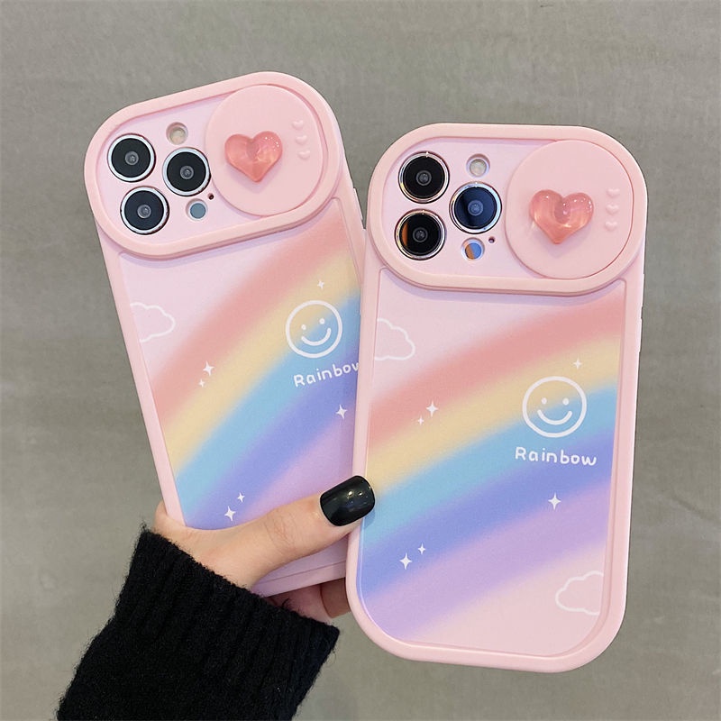 Ốp Điện Thoại Hình Mặt Cười Cầu Vồng Cho iphone 12 13 11 Pro Max X Xs Max Xr Fhf6