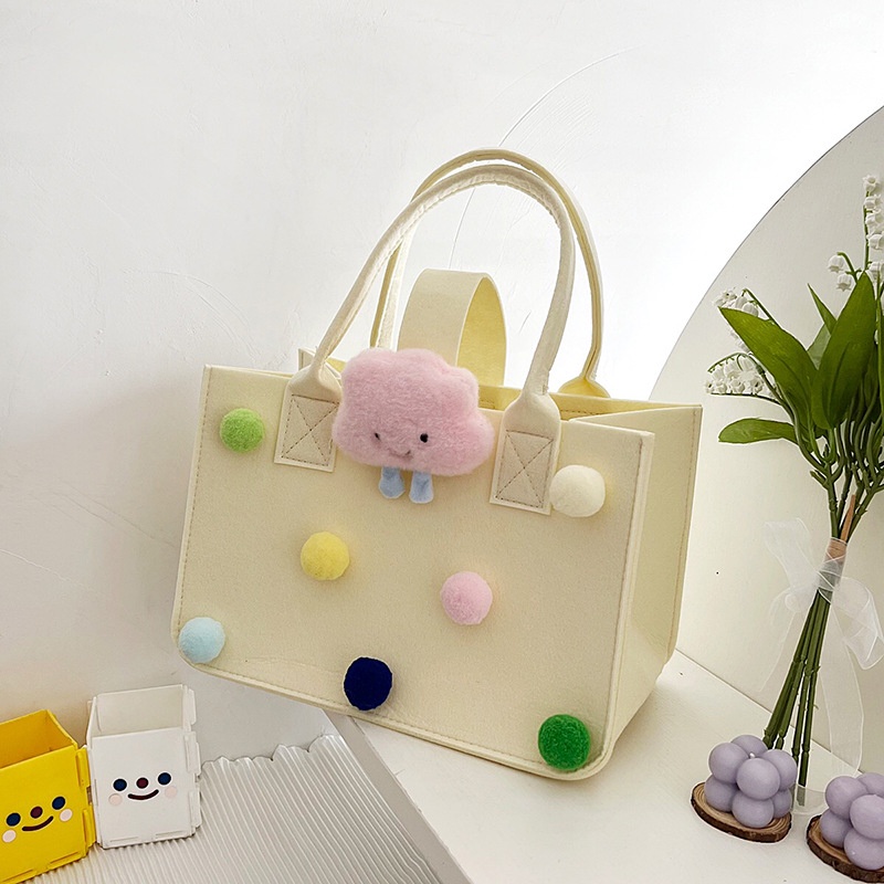 Túi Xách Mua Sắm Bằng Vải Nỉ Kích Cỡ Lớn Kiểu Dáng Dễ Thương Xinh Xắn