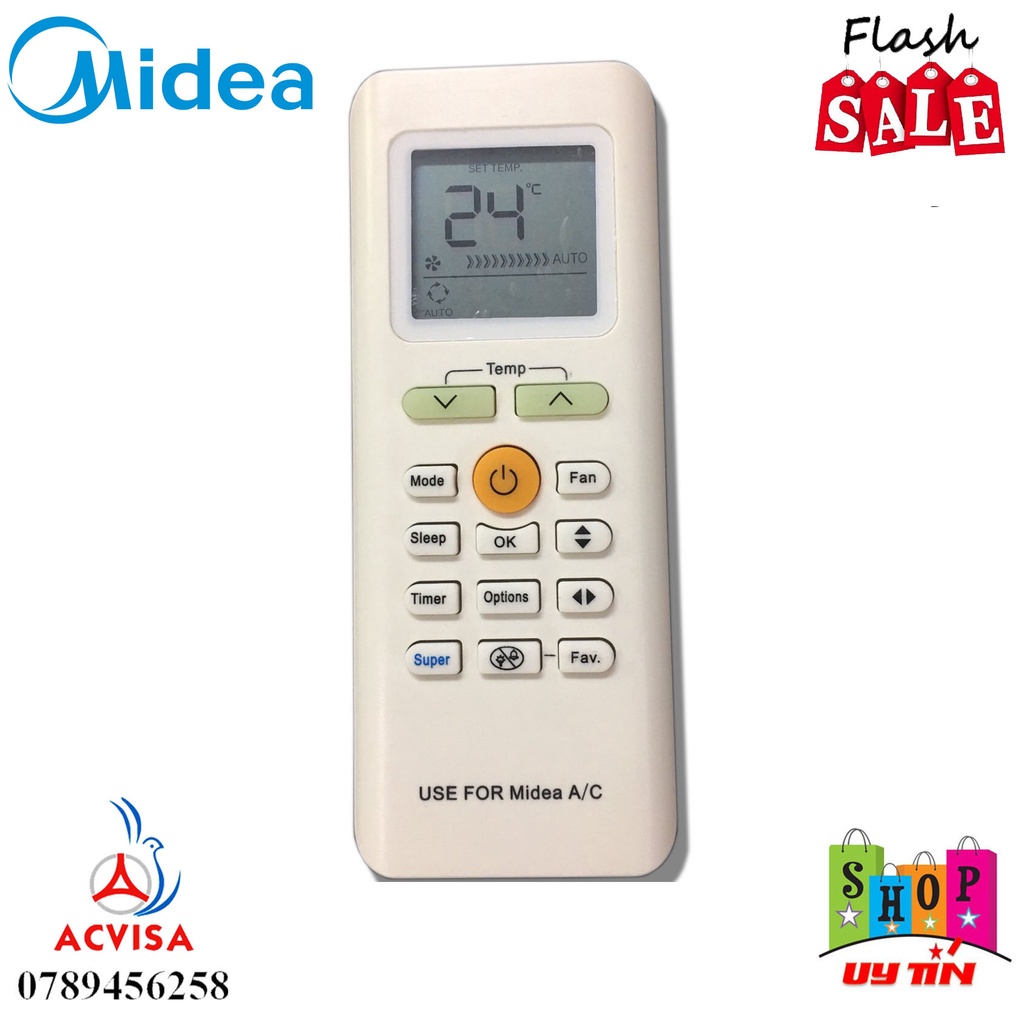 REMOTE MÁY LẠNH , ĐIỀU KHIỂN ĐIỀU HÒA MIDEA ĐỜI MỚI MẪU 2