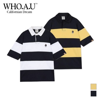Áo polo kẻ WHOAU WHHAC2435U thêu nổi hình Steve hoạ tiết kẻ sọc sành điệu