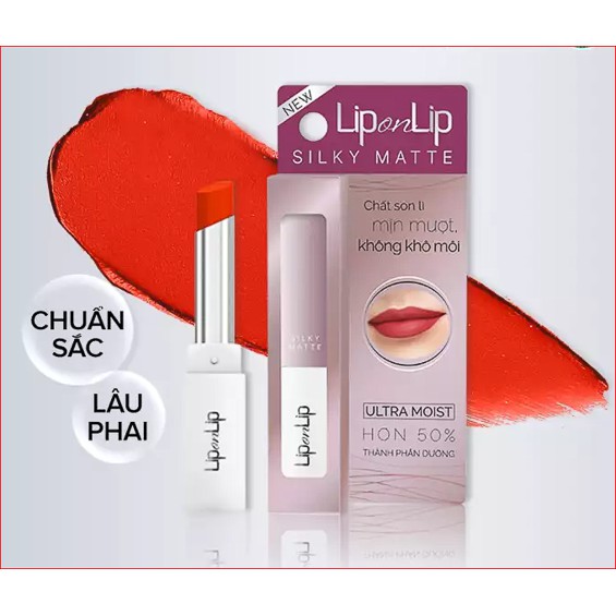 Son Lì Siêu Mịn Lip On Lip Silky Matte 2.2G (orangy red - đỏ cam)