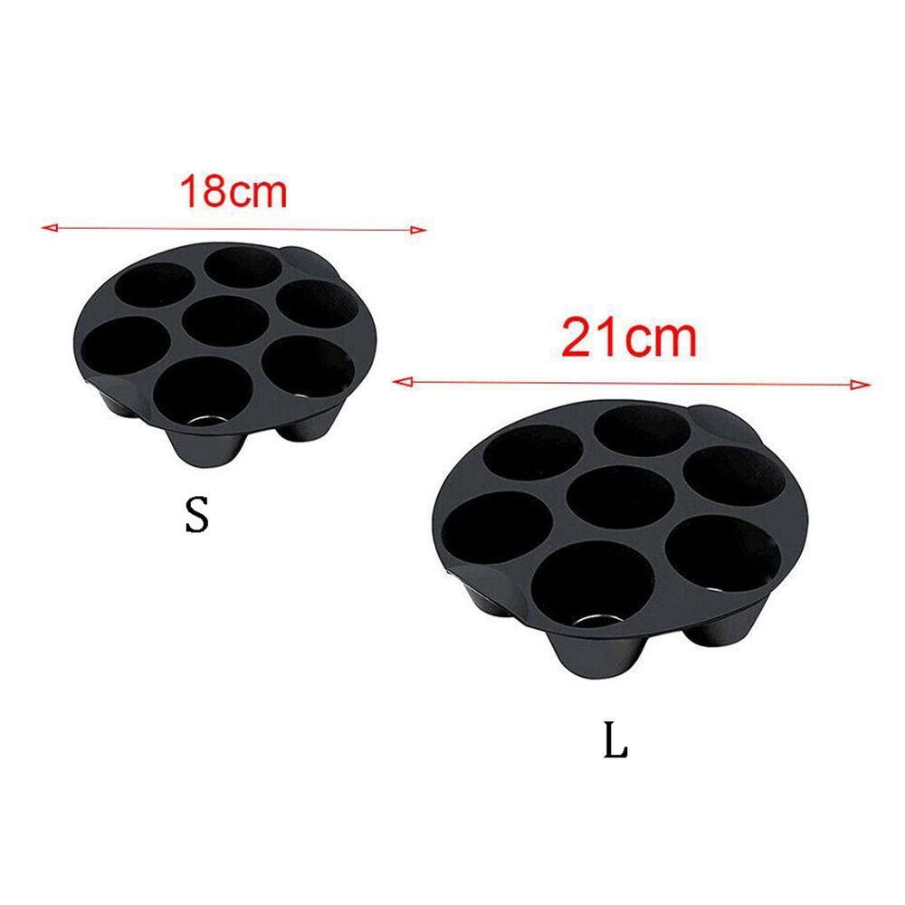 Khuôn silicon nướng bánh muffin trong nồi chiên không dầu cỡ lớn gồm 7 ô màu đen an toàn DIY