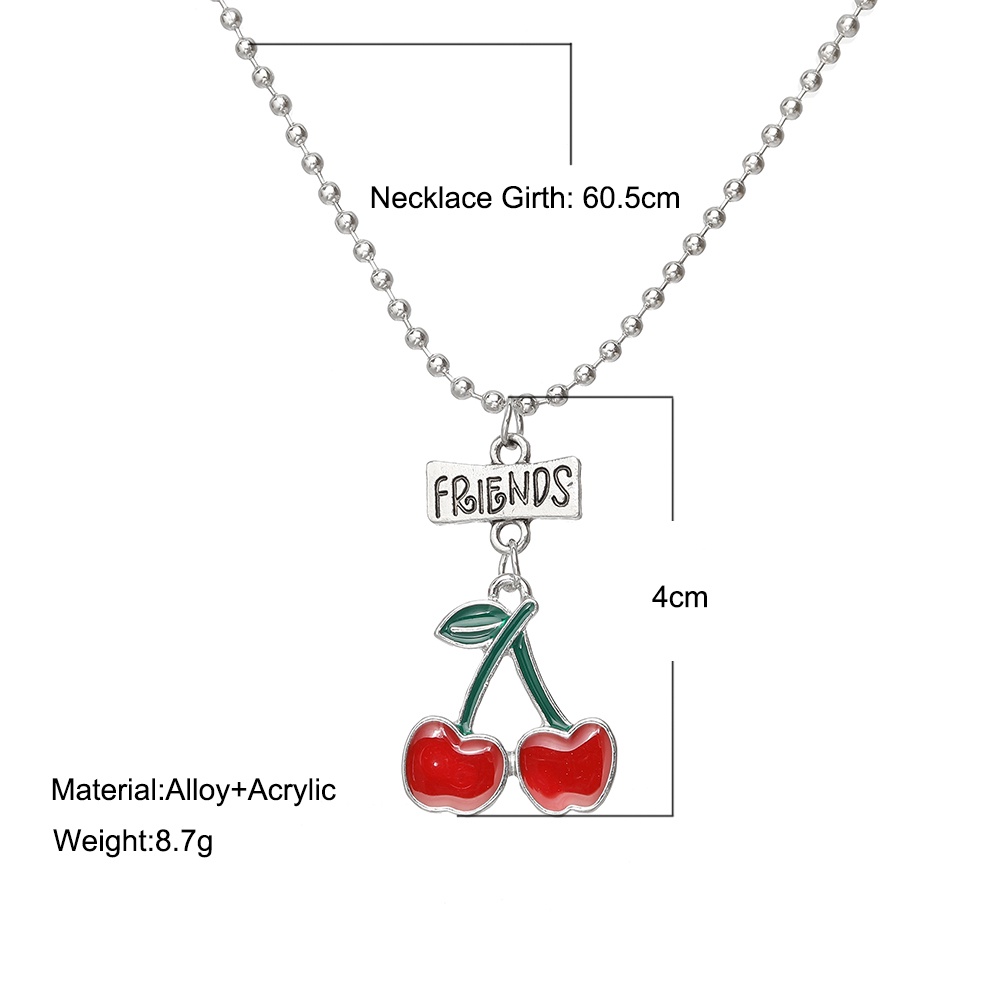 Dễ Thương Dây Chuyền Mặt Hình Quả Cherry Và Chữ Đơn Giản Ngọt Ngào Phong Cách Hàn Quốc Cho Nữ