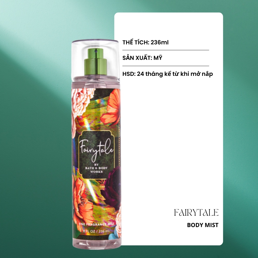Xịt Thơm Toàn Thân Body Mist Bath & Body Works Fairy Tale - Hương Ngọt Ngào Chai 236ml
