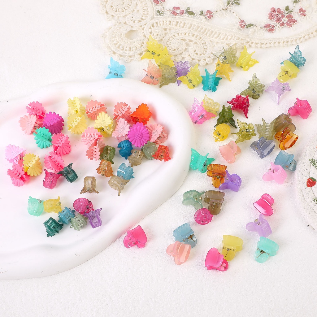 Set 20 Kẹp Tóc Hình Hoa / Bướm Nhiều Màu Sắc Phong Cách Hàn Quốc