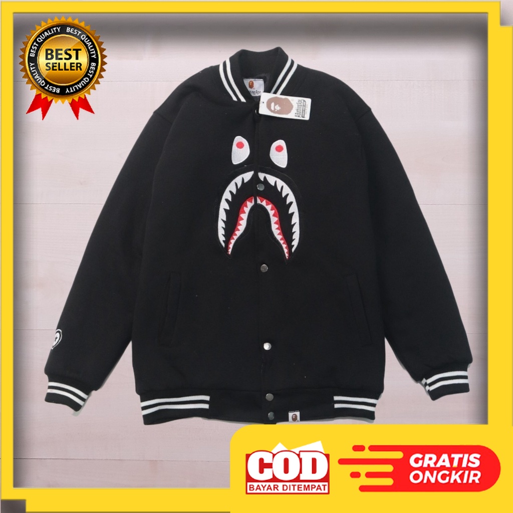 Áo Khoác BOMBER A BATHING APE BAPE SHARK WGM Đen