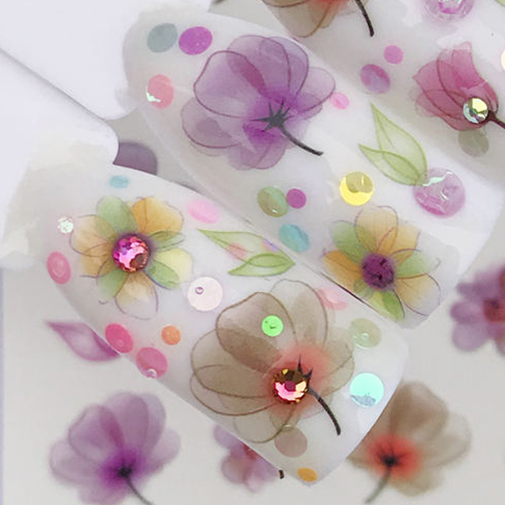 [Hàng mới về] Miếng Dán Chuyển Nước Họa Tiết Hoa Độc Đáo Trang Trí Móng Nghệ Thuật