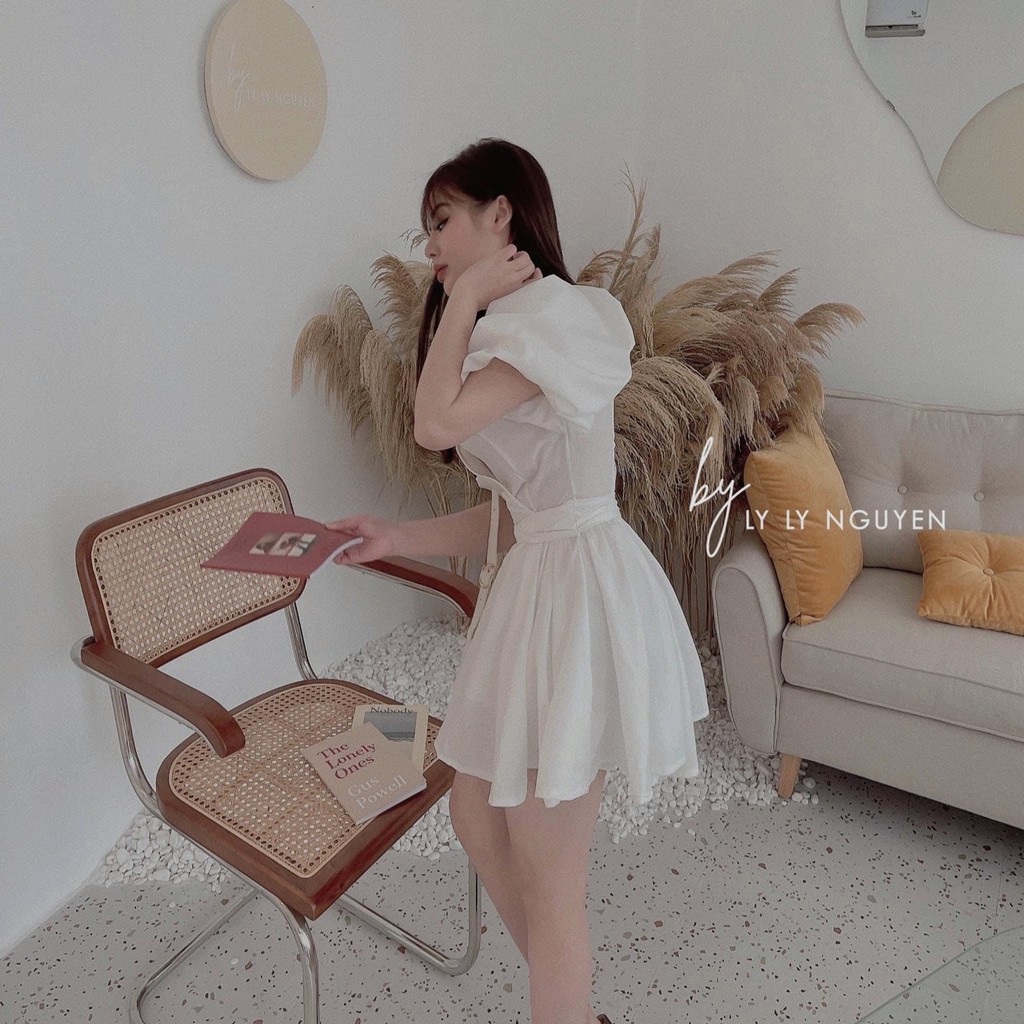 Đầm Trắng Cổ V Kèm Đai Eo Cực Hot | BigBuy360 - bigbuy360.vn