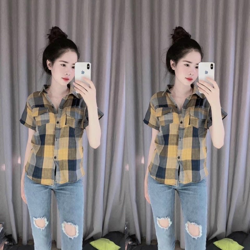 Áo sơ mi ca rô sọc to mẫu mới