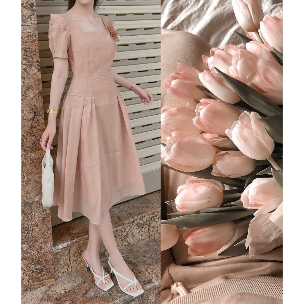 VÁY TƠ ORGANZA TRACIE TAY XẾP