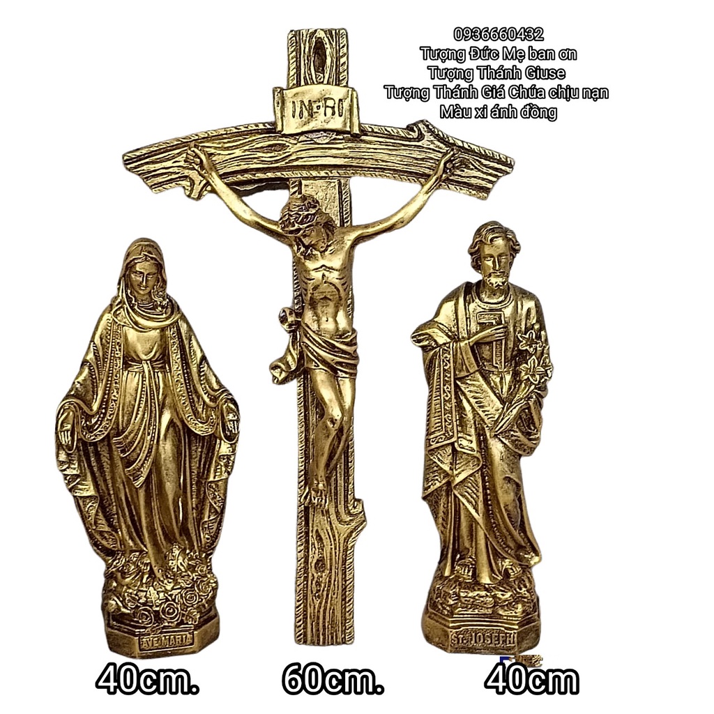 TƯỢNG CÔNG GIÁO XI ĐỒNG NHỰA COMPOSITE ĐỨC MẸ MARIA GIUSE THÁNH GIÁ CHÚA CÁC SIZE